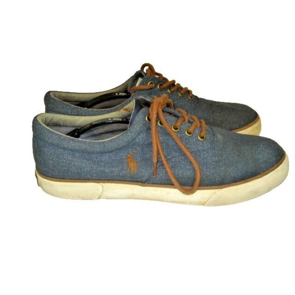 Mens Polo Ralph Lauren Forestmont Blue Canvas Pony Boat Shoes sz 10.5D